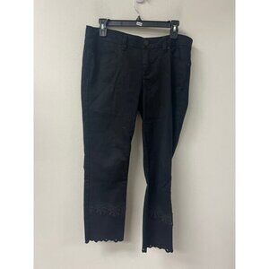 LC Lauren Conrad Black Lace Detailing Skinny Crop Sz 8
